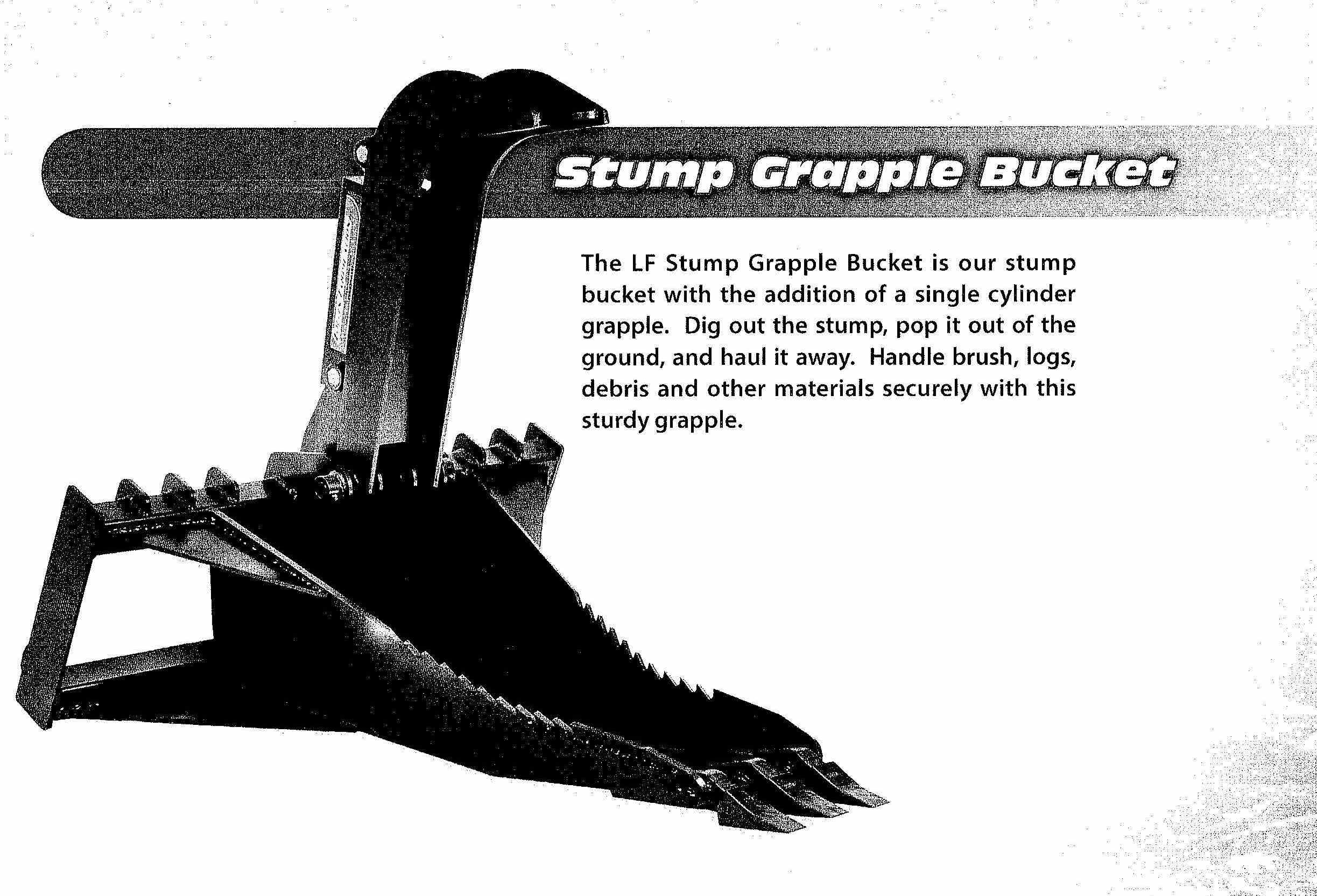 LF Series Heavy Duty Stump Bucket With Grapple Arm