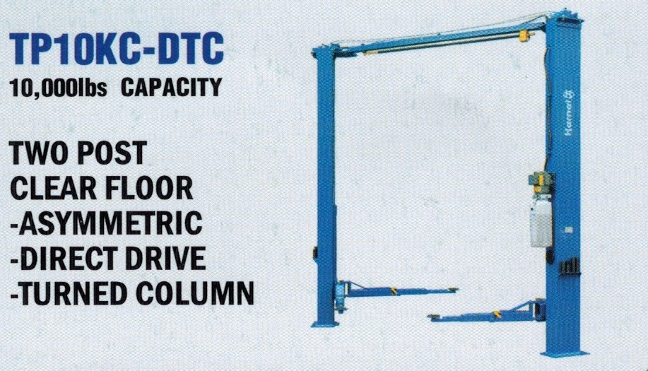 Two Post Direct Drive Asymmetric Lift With 10,000 LB. Capacity With Turned Columns