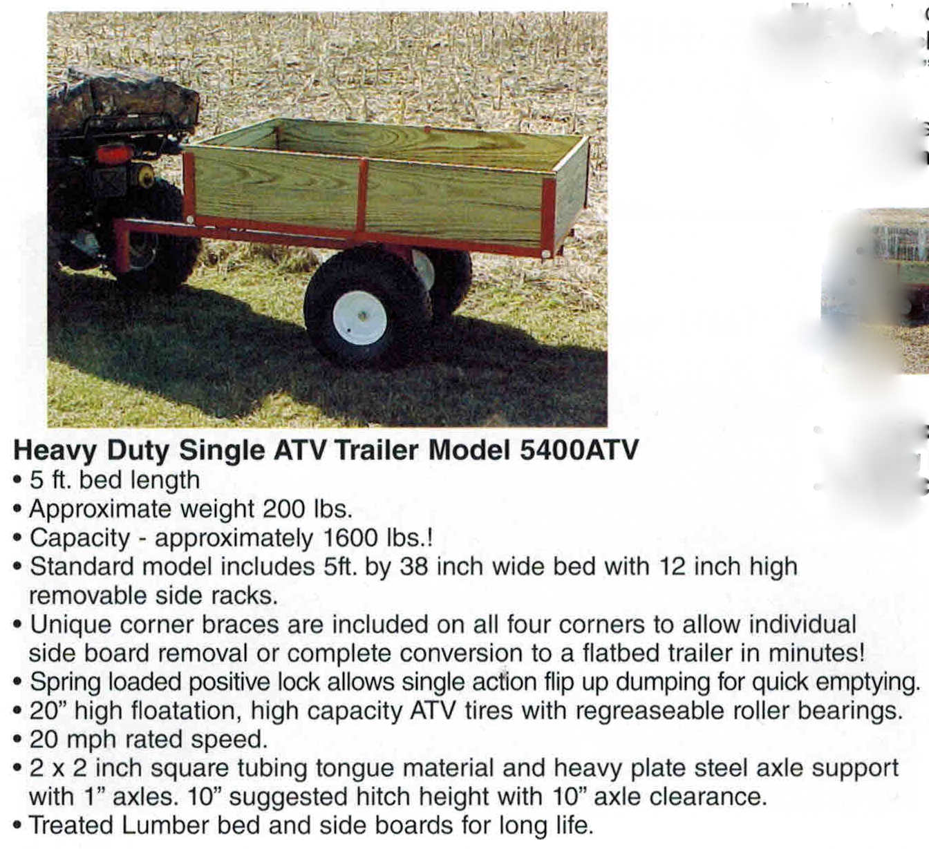 5400 Trail For Towing With An ATV, Trailer Has High Flotation Tires