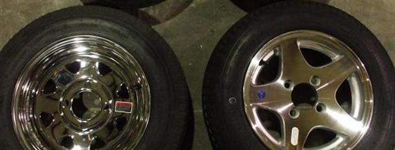 Chrome (On Left) And Aluminum (On Right) Optional Wheel Assemblies 12 Inch Rims